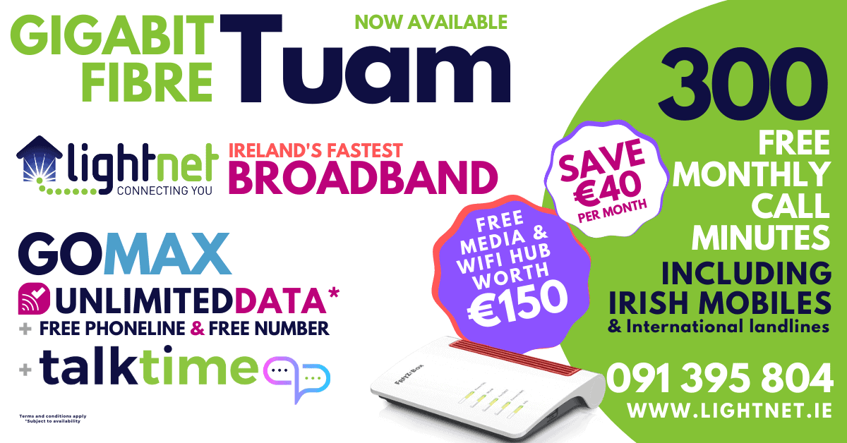 Gigabit broadband in Tuam &#8211; May 2020, Lightnet Broadband